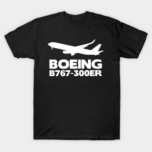 Boeing B767-300ER Silhouette Print (White) T-Shirt